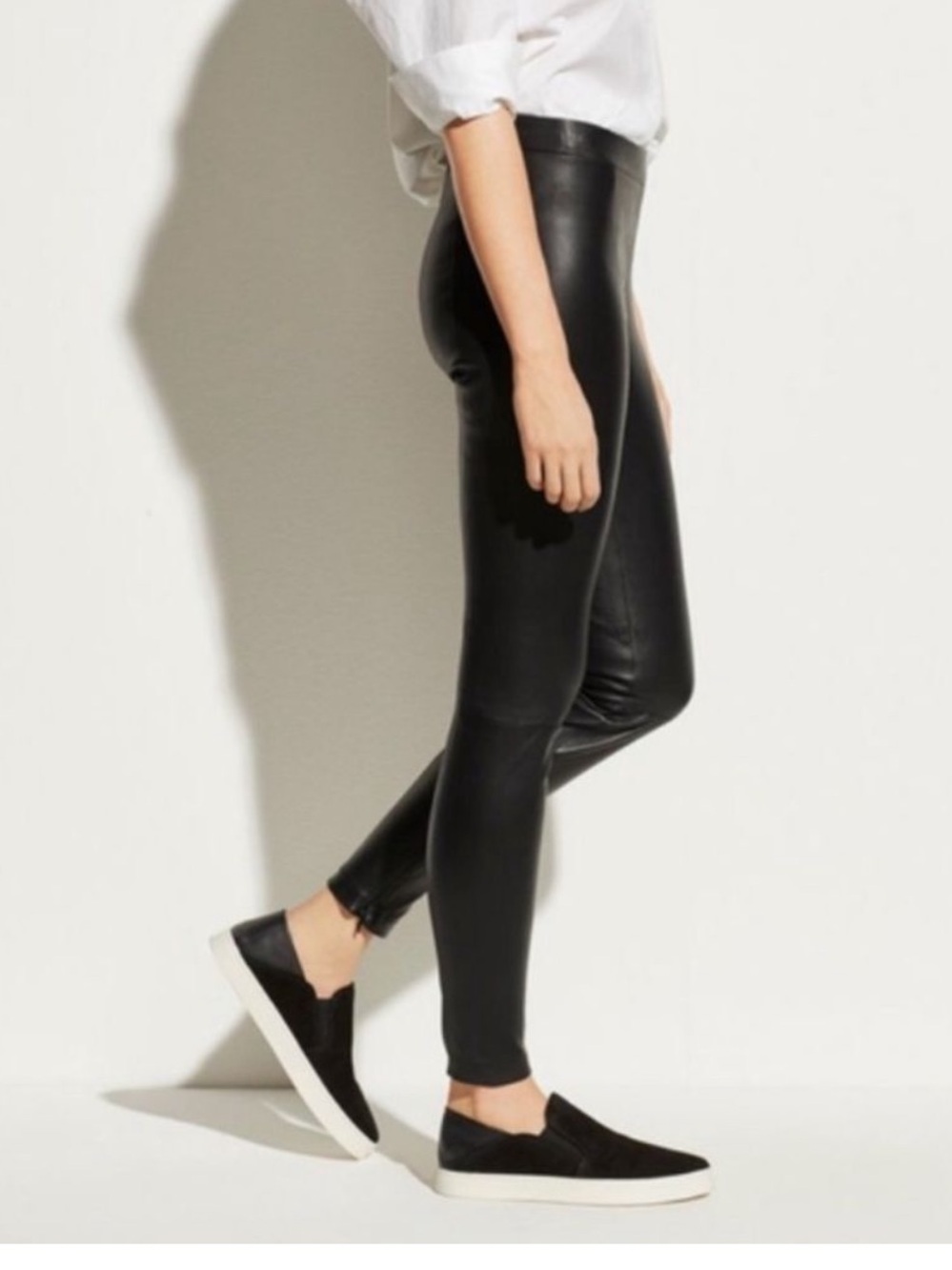 $1295 Vince real lamb leather pants leggings ankle zip M pre owned